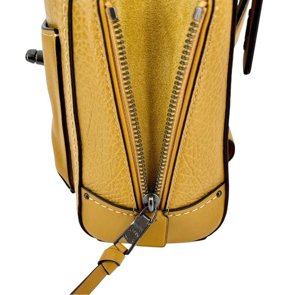 Coach Yellow Mini Leather Top-Handle Backpack - Picture 11 of 16